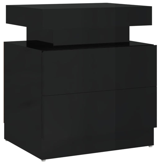 Comodino Nero Lucido 45x35x52 cm in Legno Multistrato 326856