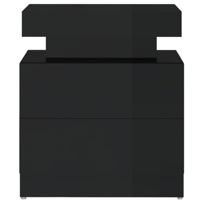 Comodino Nero Lucido 45x35x52 cm in Legno Multistrato 326856