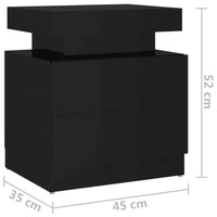 Comodino Nero Lucido 45x35x52 cm in Legno Multistrato 326856