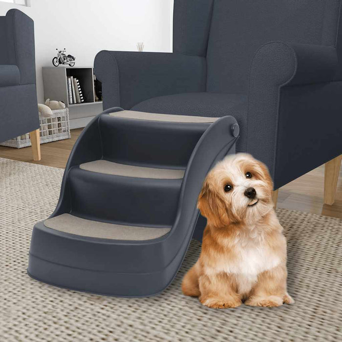 Scala per Cani Pieghevole con 3 Gradini Grigio Scuro cod mxl 74693