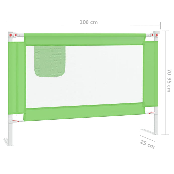 Sponda Letto di Sicurezza per Bambini Verde 100x25cm in Tessuto 10190