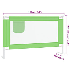 Sponda Letto di Sicurezza per Bambini Verde 120x25cm in Tessuto 10191