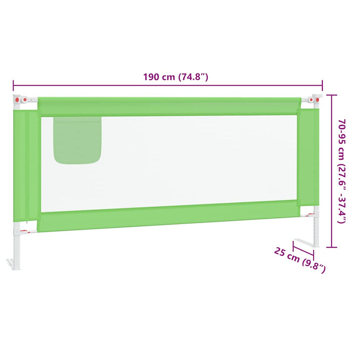 Sponda Letto di Sicurezza per Bambini Verde 190x25cm in Tessuto 10196