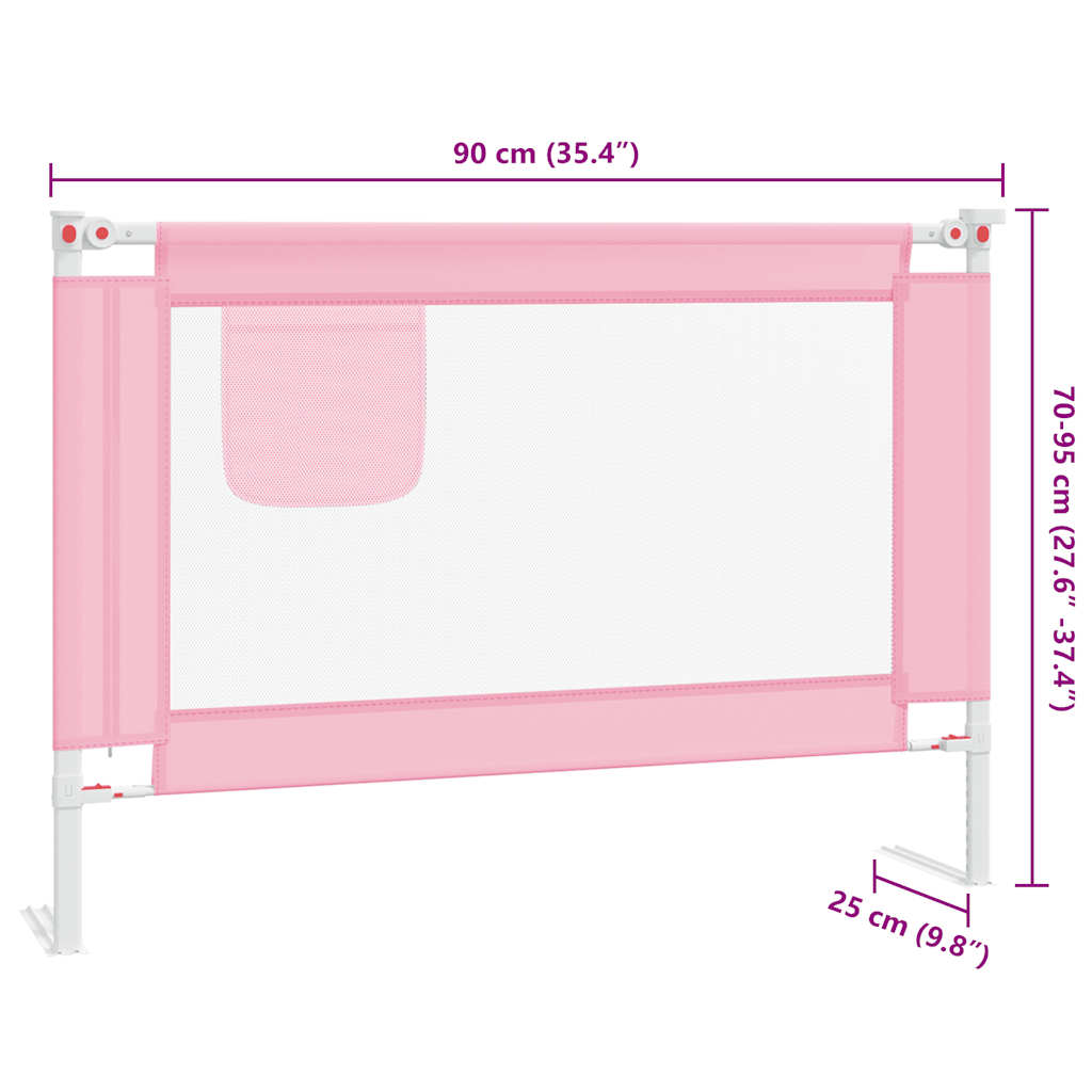 Sponda Letto di Sicurezza per Bambini Rosa 90x25 cm in Tessuto 10198