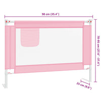 Sponda Letto di Sicurezza per Bambini Rosa 90x25 cm in Tessuto 10198