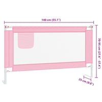 Sponda Letto di Sicurezza per Bambini Rosa 140x25cm in Tessuto 10201