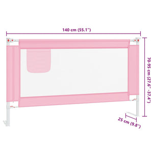 Sponda Letto di Sicurezza per Bambini Rosa 140x25cm in Tessuto 10201