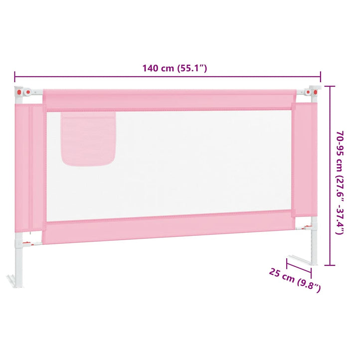 Sponda Letto di Sicurezza per Bambini Rosa 140x25cm in Tessuto 10201