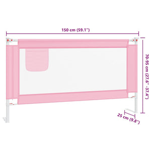 Sponda Letto di Sicurezza per Bambini Rosa 150x25 cm Tessuto 10202