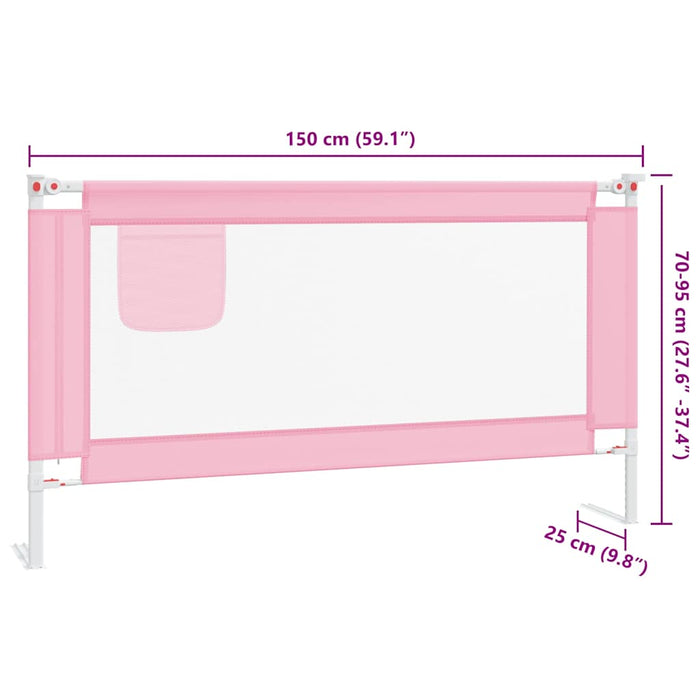 Sponda Letto di Sicurezza per Bambini Rosa 150x25 cm Tessuto 10202