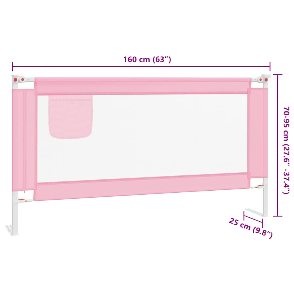Sponda Letto di Sicurezza per Bambini Rosa 160x25 cm Tessuto 10203