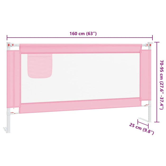 Sponda Letto di Sicurezza per Bambini Rosa 160x25 cm Tessuto 10203