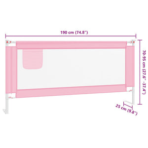 Sponda Letto di Sicurezza per Bambini Rosa 190x25 cm Tessuto 10205