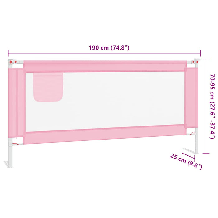 Sponda Letto di Sicurezza per Bambini Rosa 190x25 cm Tessuto 10205
