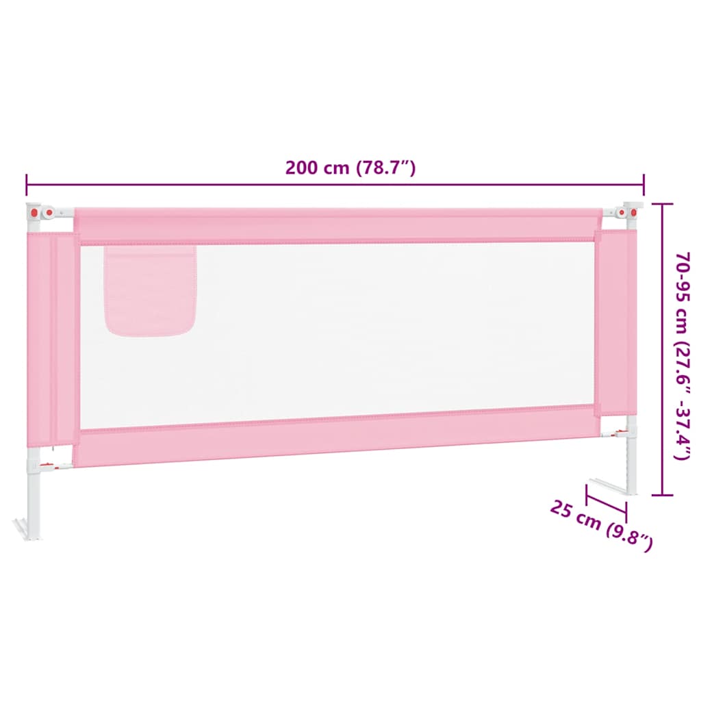 Sponda Letto di Sicurezza per Bambini Rosa 200x25 cm Tessuto 10206