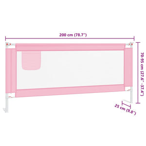 Sponda Letto di Sicurezza per Bambini Rosa 200x25 cm Tessuto 10206
