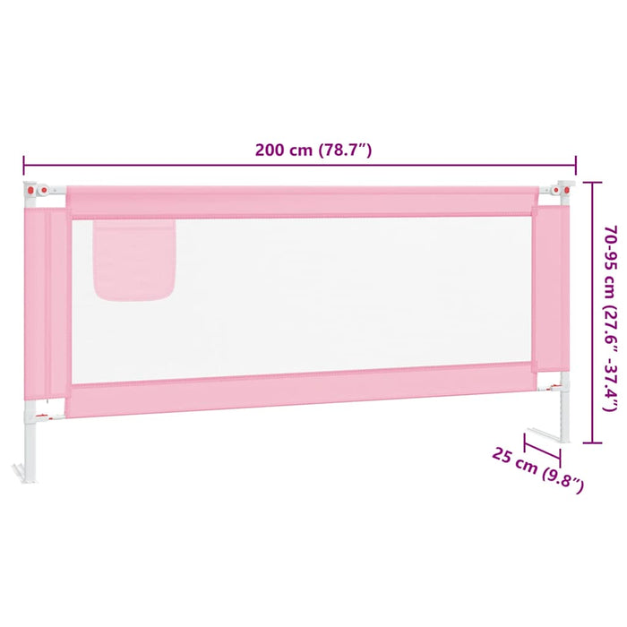 Sponda Letto di Sicurezza per Bambini Rosa 200x25 cm Tessuto 10206