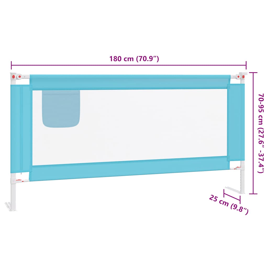 Sponda Letto di Sicurezza per Bambini Blu 180x25 cm in Tessuto 10213