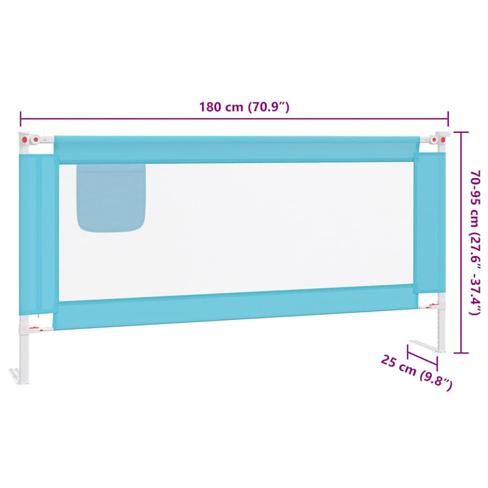 Sponda Letto di Sicurezza per Bambini Blu 180x25 cm in Tessuto 10213