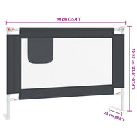 Sponda Letto Sicurezza Bambini Grigio Scuro 90x25 cm Tessuto 10225