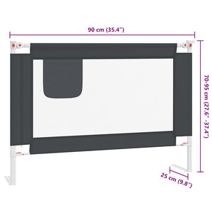 Sponda Letto Sicurezza Bambini Grigio Scuro 90x25 cm Tessuto 10225