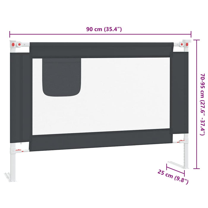 Sponda Letto Sicurezza Bambini Grigio Scuro 90x25 cm Tessuto 10225