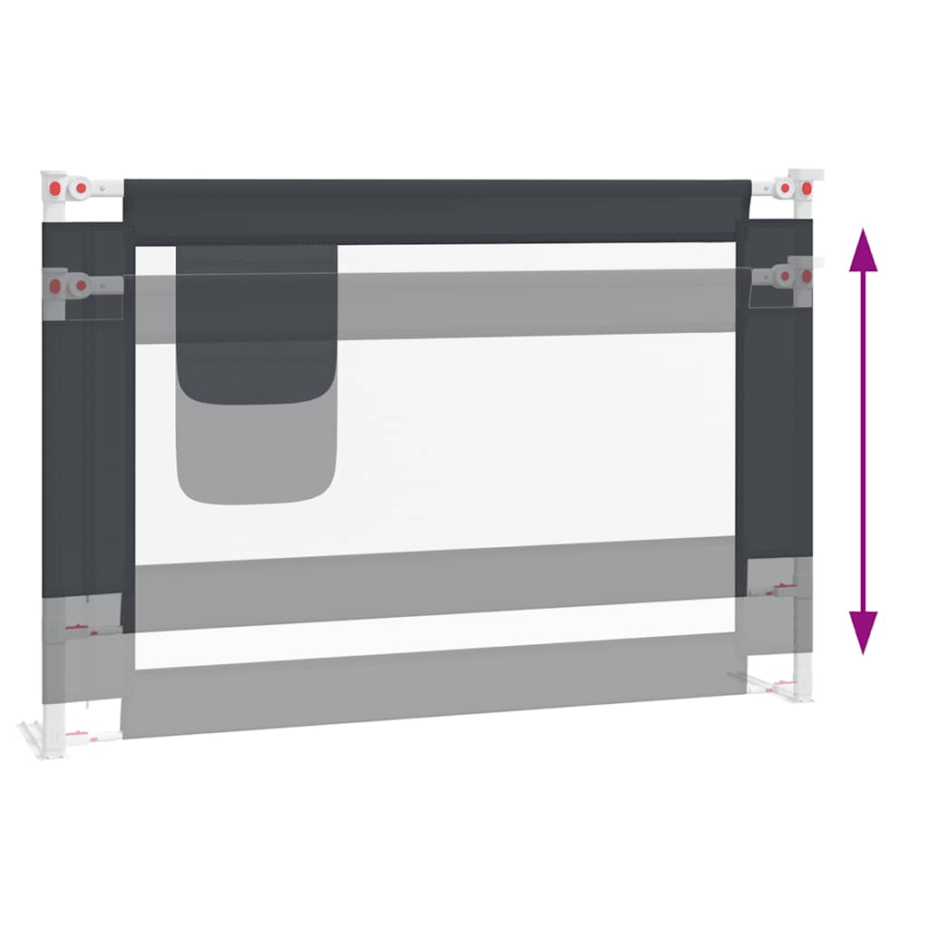 Sponda Letto Sicurezza Bambini Grigio Scuro 100x25 cm Tessuto 10226