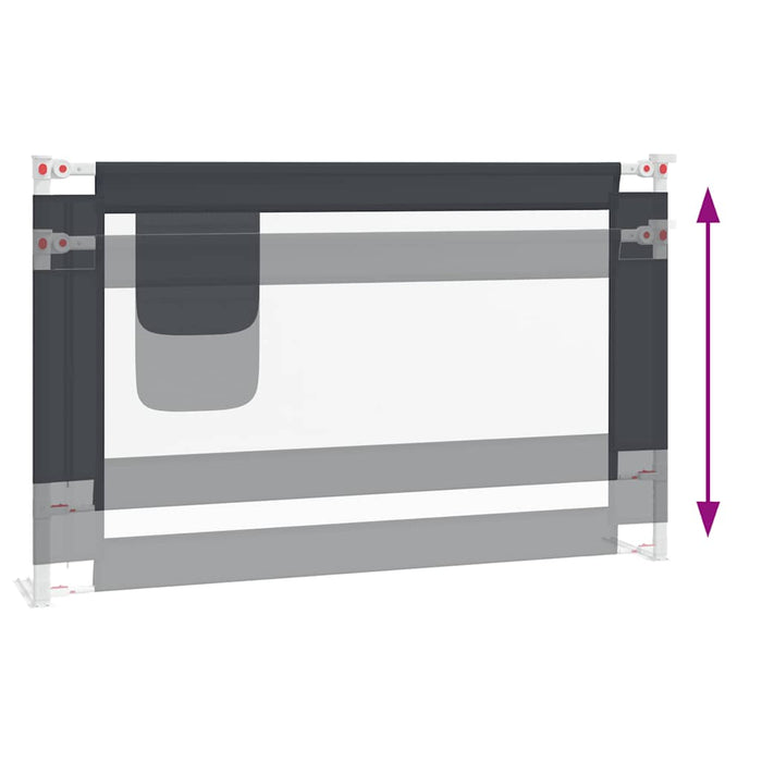 Sponda Letto Sicurezza Bambini Grigio Scuro 120x25 cm Tessuto 10227