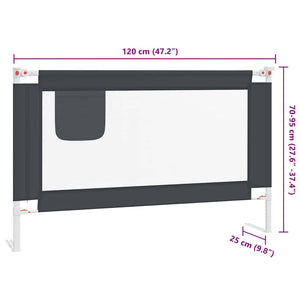 Sponda Letto Sicurezza Bambini Grigio Scuro 120x25 cm Tessuto 10227