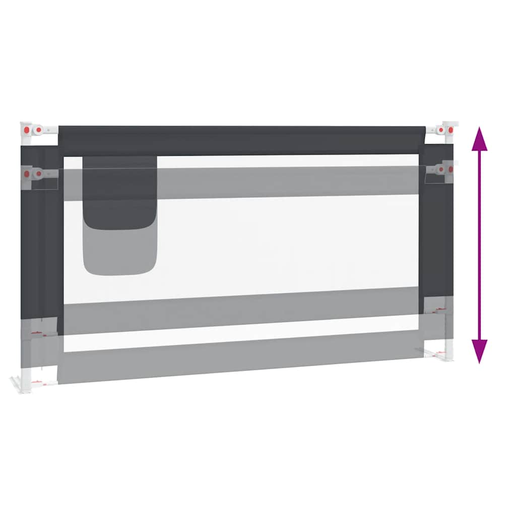Sponda Letto Sicurezza Bambini Grigio Scuro 160x25 cm Tessuto 10230