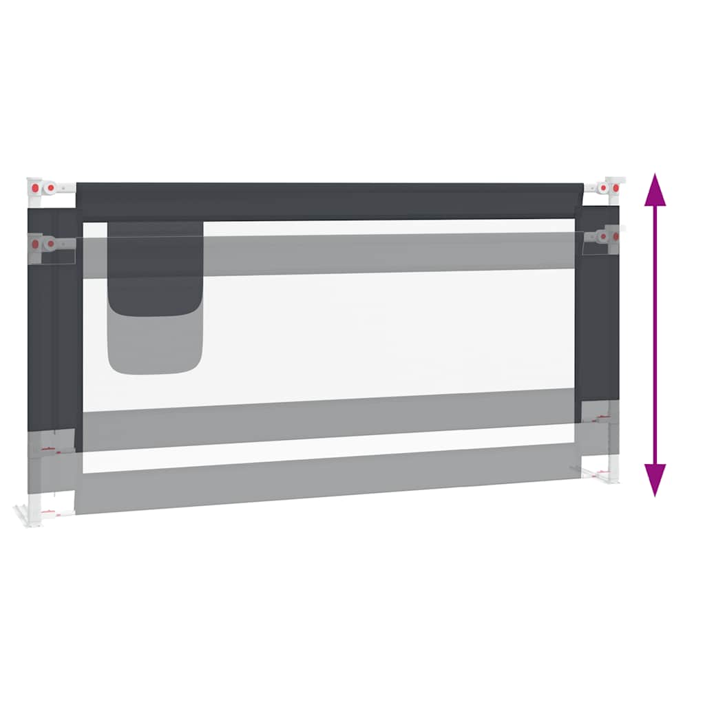 Sponda Letto Sicurezza Bambini Grigio Scuro 180x25 cm Tessuto 10231
