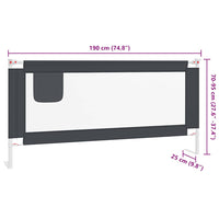 Sponda Letto Sicurezza Bambini Grigio Scuro 190x25 cm Tessuto 10232