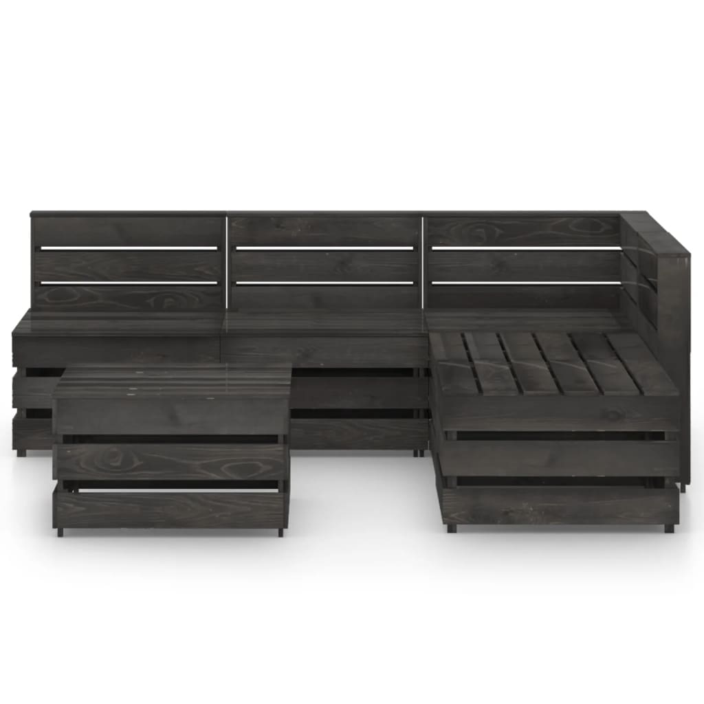 Set Salotto da Giardino 6 pz in Legno di Pino Impregnato Grigio 3068074