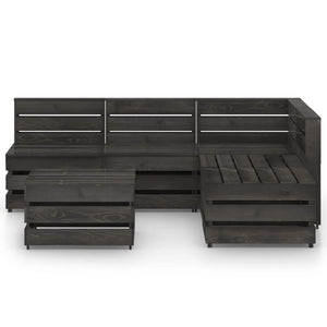 Set Salotto da Giardino 6 pz in Legno di Pino Impregnato Grigio 3068074