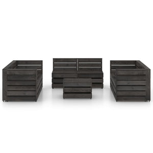 Set Divani da Giardino 9 pz in Legno di Pino Impregnato Grigio cod mxl 43029
