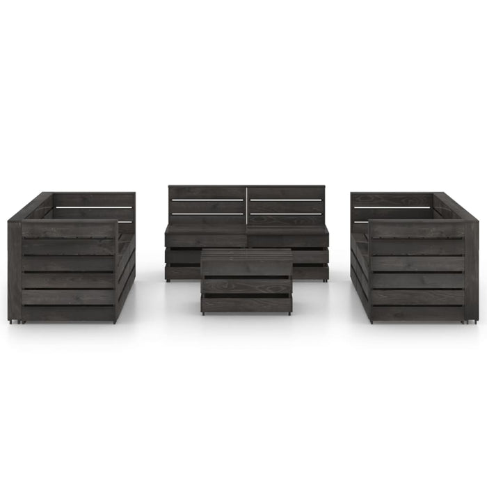 Set Divani da Giardino 9 pz in Legno di Pino Impregnato Grigio cod mxl 43029
