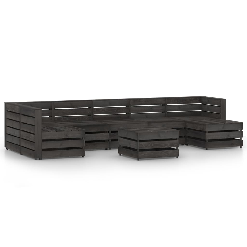 Set Divani da Giardino 8 pz in Legno di Pino Impregnato Grigio cod mxl 43221