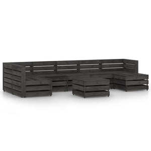 Set Divani da Giardino 8 pz in Legno di Pino Impregnato Grigio cod mxl 43221