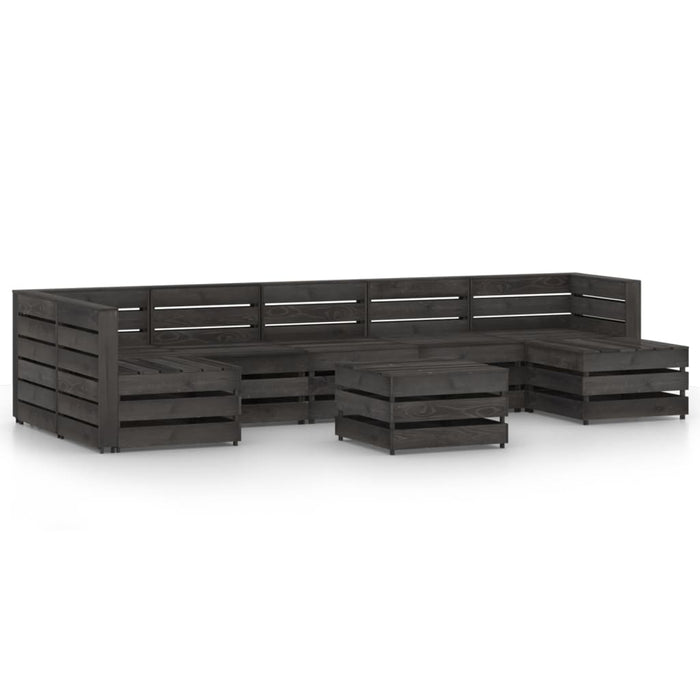 Set Divani da Giardino 8 pz in Legno di Pino Impregnato Grigio cod mxl 43221