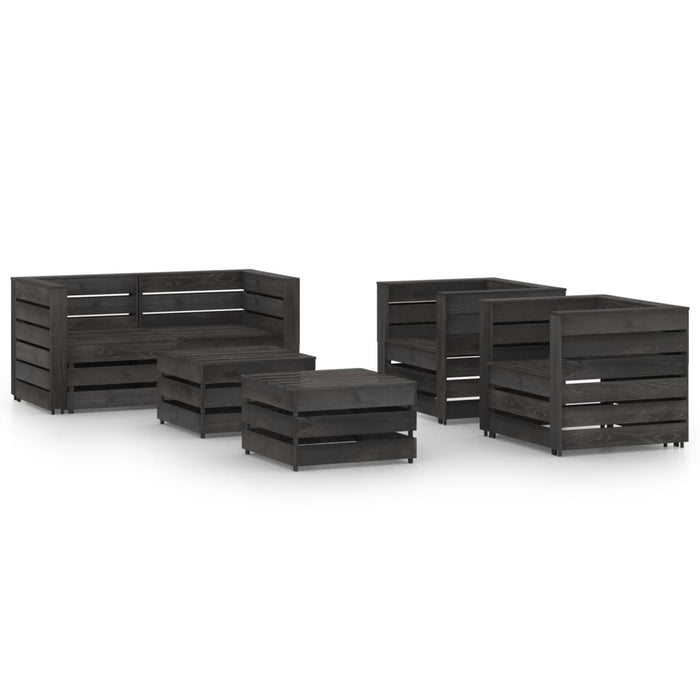 Set Divani da Giardino 6 pz in Legno di Pino Impregnato Grigio cod mxl 43380