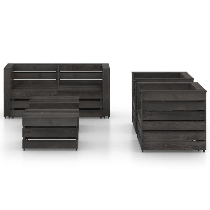 Set Divani da Giardino 6 pz in Legno di Pino Impregnato Grigio cod mxl 43380
