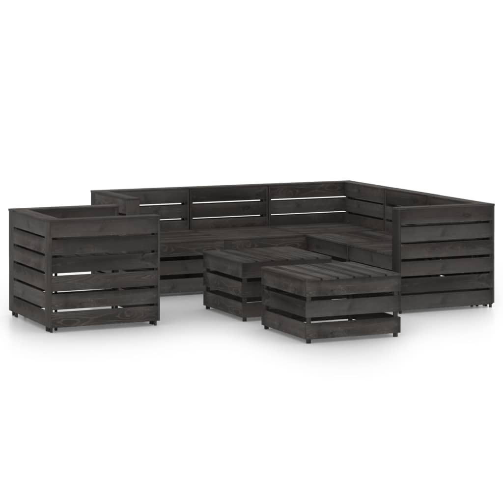 Set Divani da Giardino 8 pz in Legno di Pino Impregnato Grigio cod mxl 43511