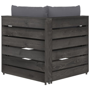 Divano Angolare Modulare con Cuscini in Legno Impregnato Grigio cod mxl 77873