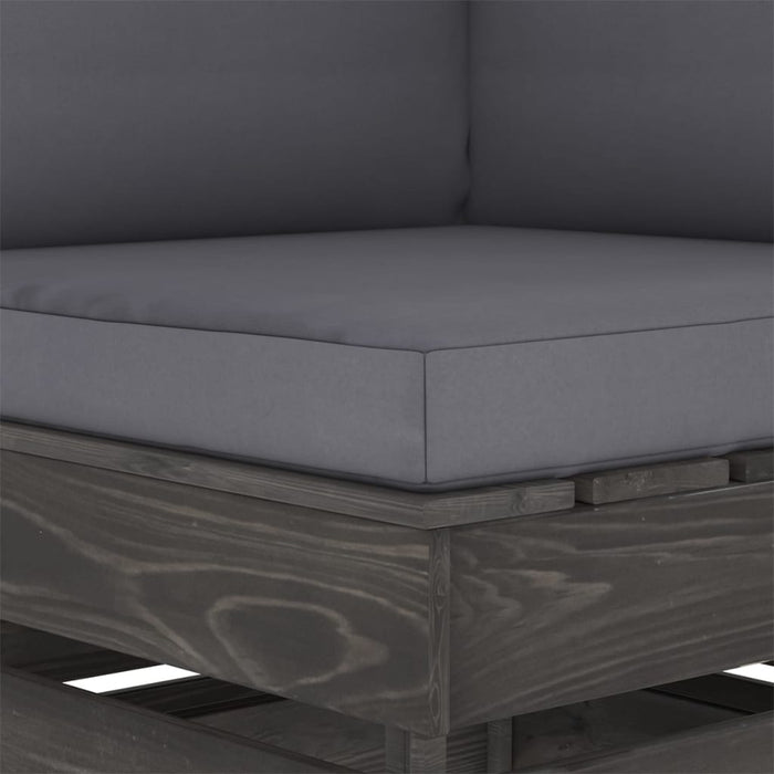 Divano Angolare Modulare con Cuscini in Legno Impregnato Grigio cod mxl 77873