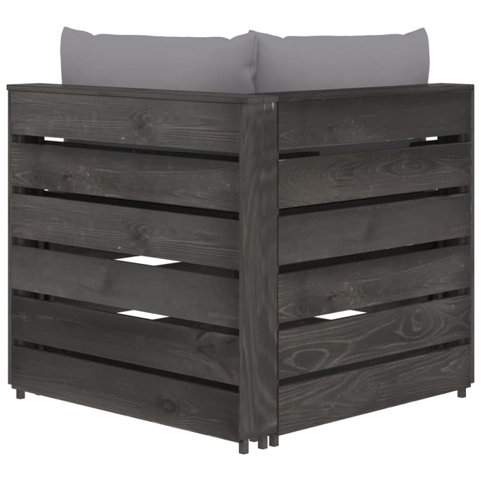 Divano Angolare Modulare con Cuscini in Legno Impregnato Grigio 3068109
