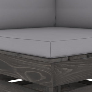 Divano Angolare Modulare con Cuscini in Legno Impregnato Grigio 3068109