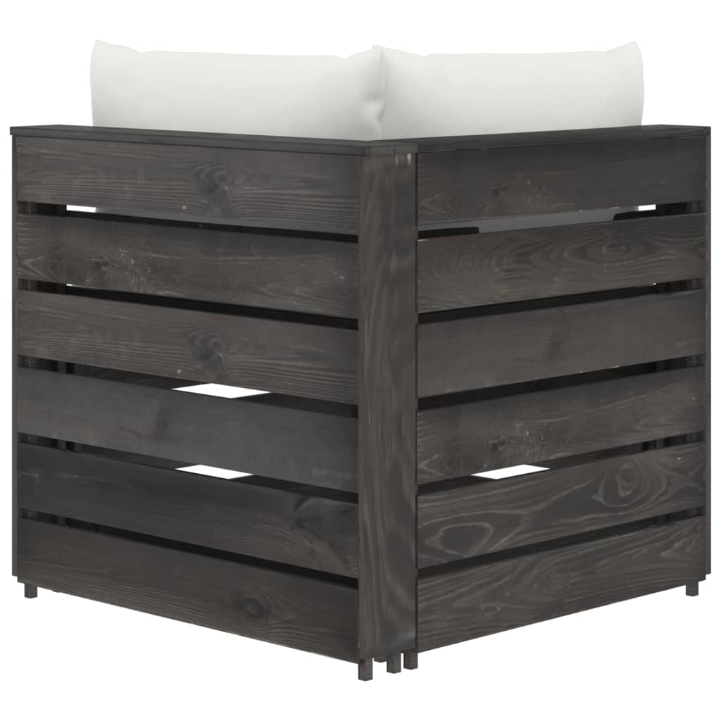 Divano Angolare Modulare con Cuscini in Legno Impregnato Grigio 3068110