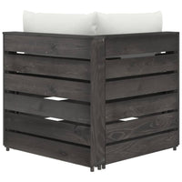 Divano Angolare Modulare con Cuscini in Legno Impregnato Grigio 3068110