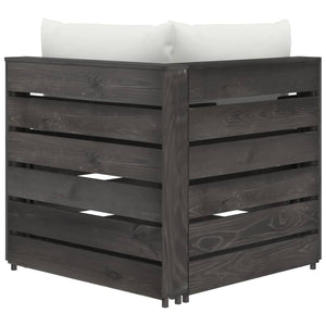 Divano Angolare Modulare con Cuscini in Legno Impregnato Grigio 3068110