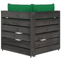 Divano Angolare Modulare con Cuscini in Legno Impregnato Grigio 3068113